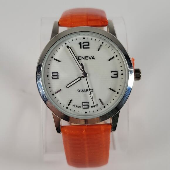 Lot of 3 Geneva Women\'s Quartz Watches Pink Orange Beige Leather Bands main image 5